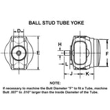 Driveshaft 1330 Series Double Cardan Ball Stud Yoke For 3" OD Tube With .083" Wall