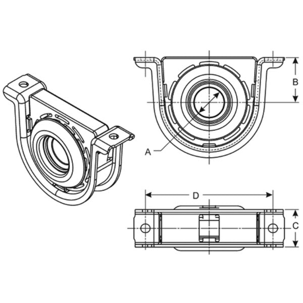 Spicer 210121-1X Driveshaft Center Support Bearing for TBD Splines