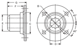 GM 10.5" 14 Bolt Axle Pinion Driveshaft Flange 1310 / 1350 / 1410 Series 2.680" Male Pilot Rectangle Pattern